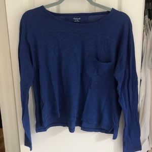 Madewell Blue Long Sleeve Pocket Tee Shirt